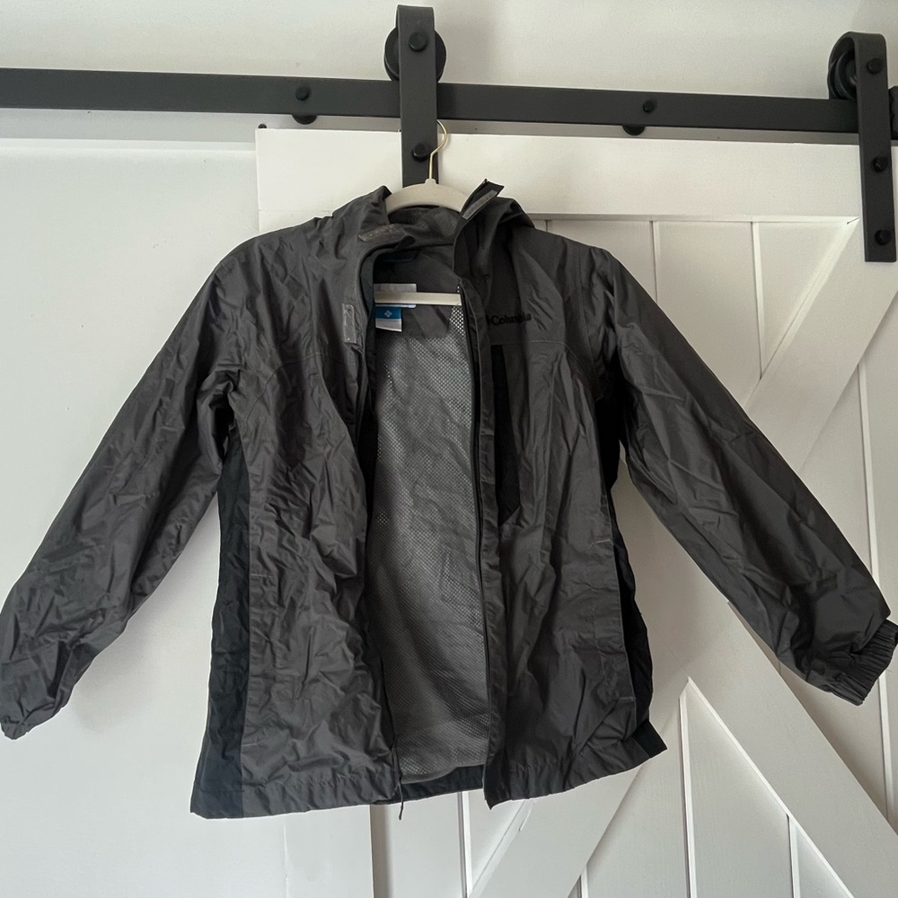 Columbia Kids Black and Charcoal Hooded Raincoat